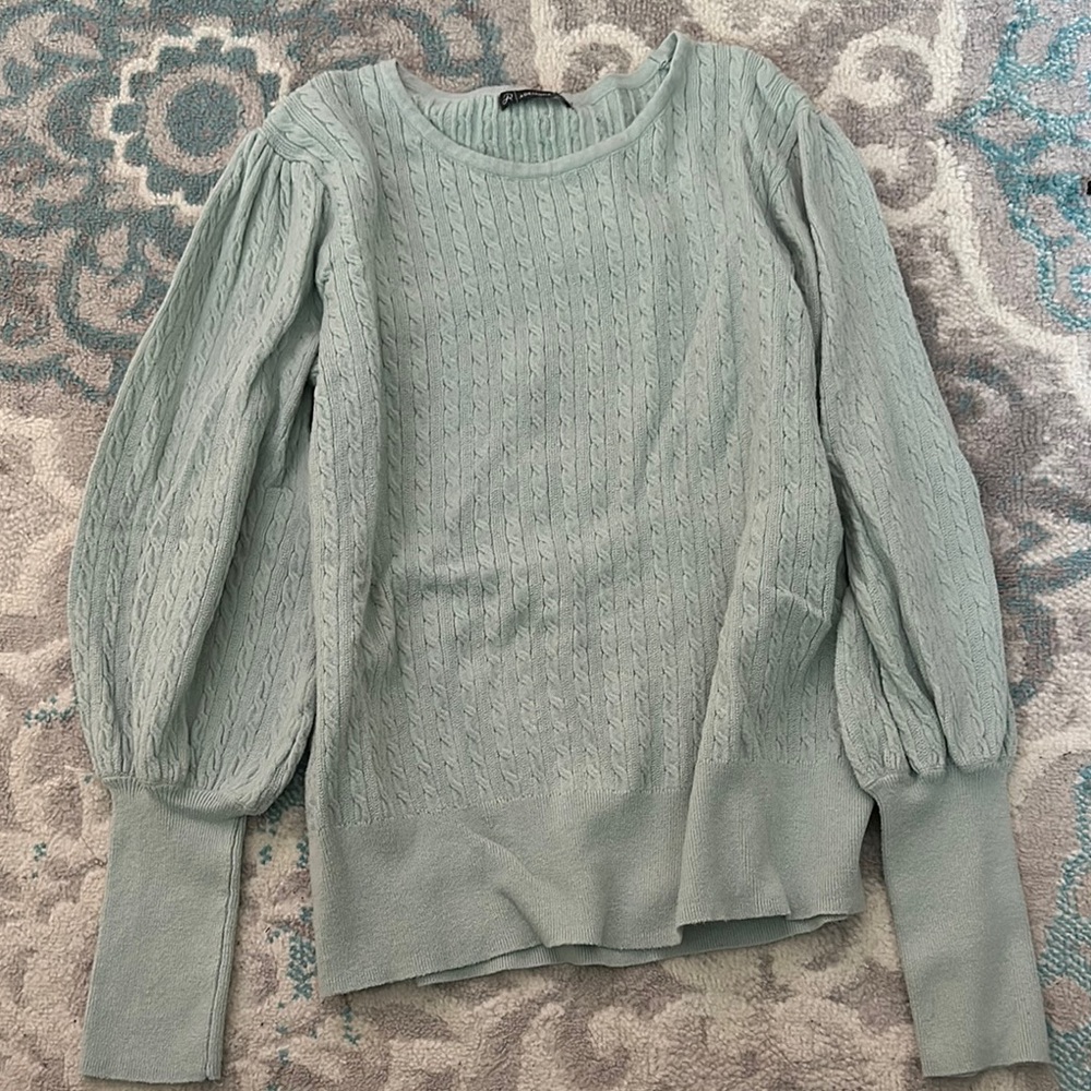 Mint Green Cable Knit Sweater